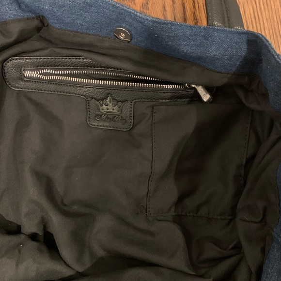 Large denim shopping bag w/ white stripe and stars - Picture 4 of 6